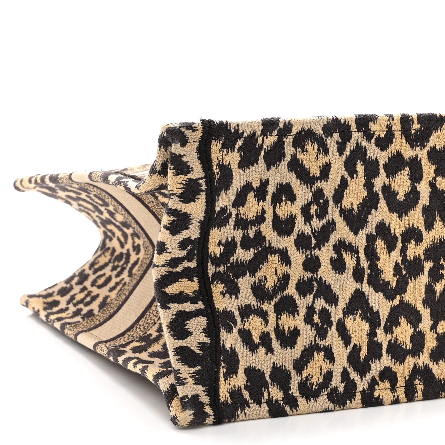 Christian Dior Canvas Mizza Embroidered Large Leopard Book Tote Beige 8 of 10