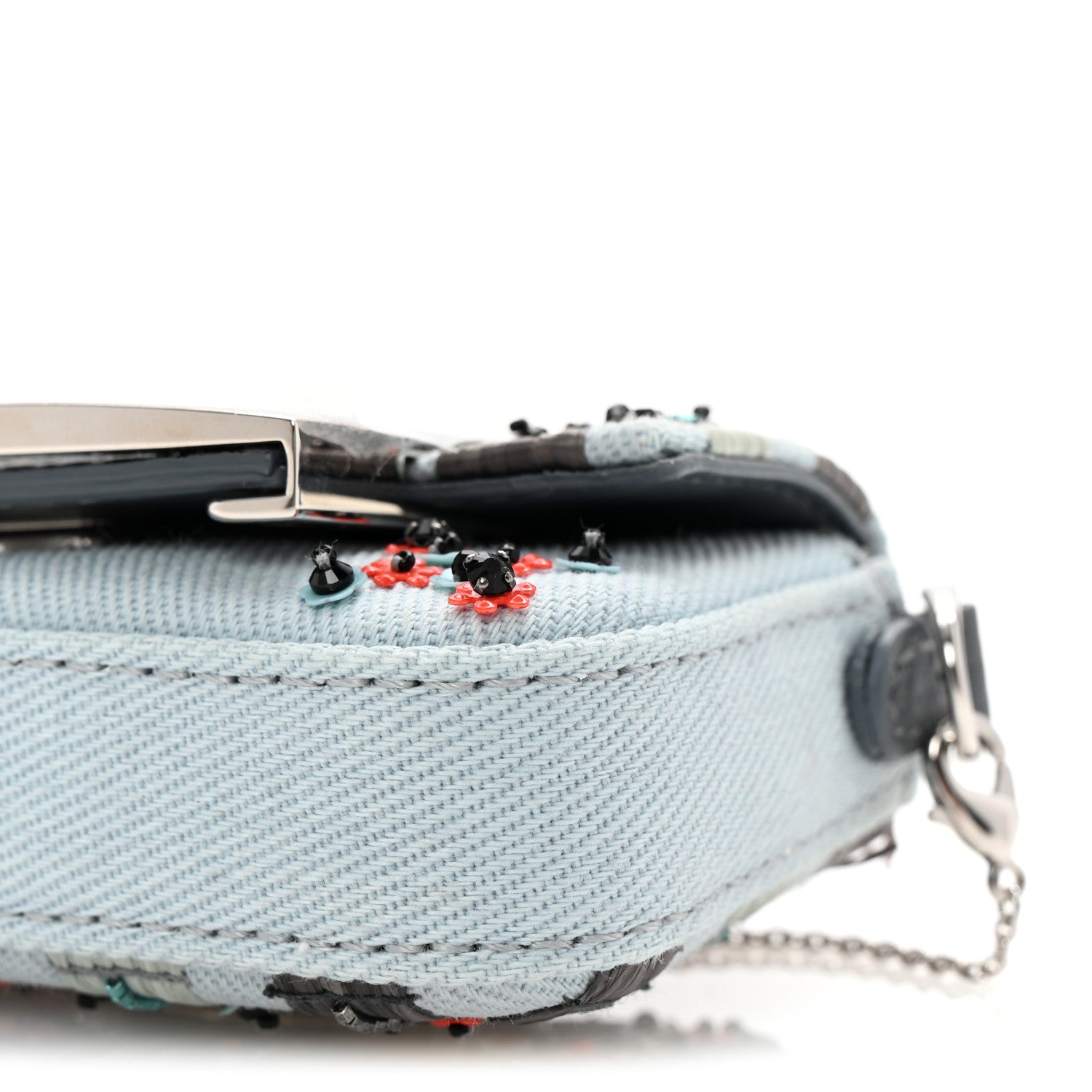 Fendi Canvas Beaded Nano Baguette Charm Blue Multicolor 8 of 9