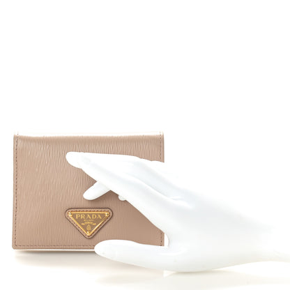 Prada Vitello Move Triangle Bi-Fold Wallet Cipria 2 of 7
