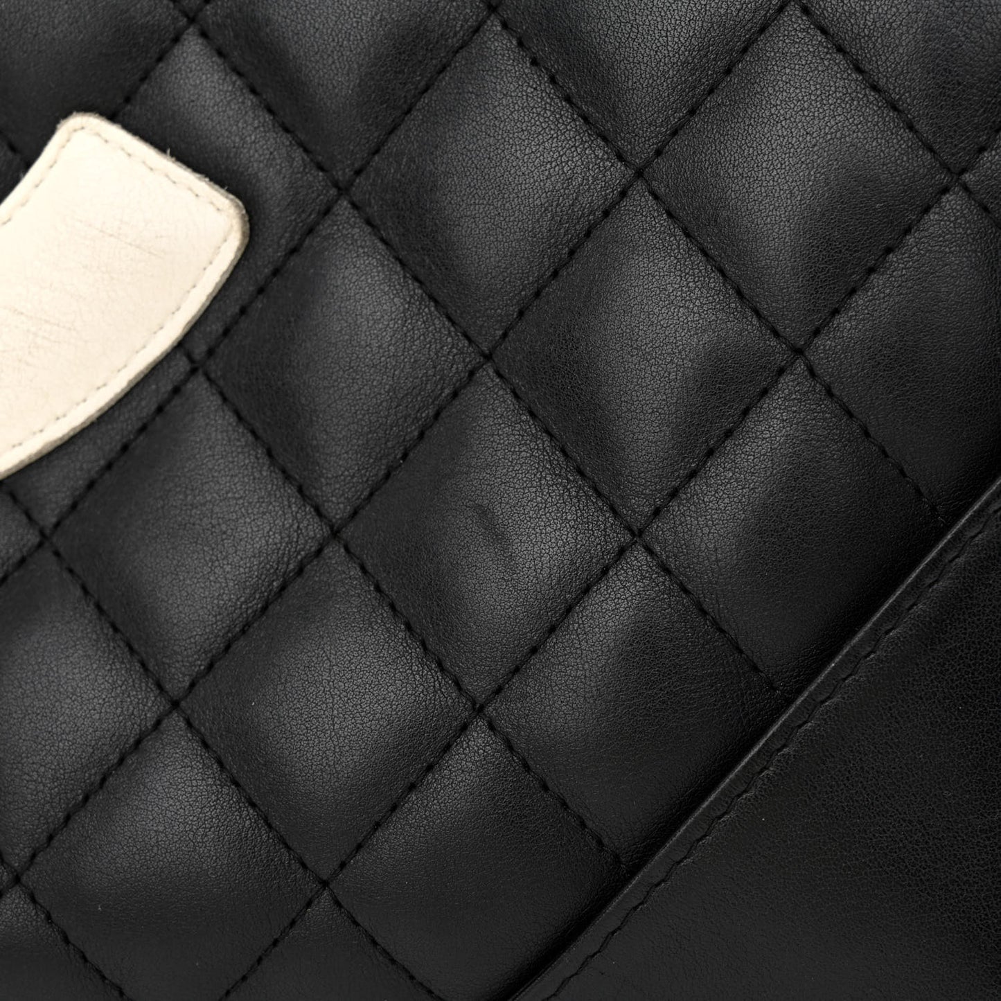 Calfskin Quilted Medium Cambon Tote Black White