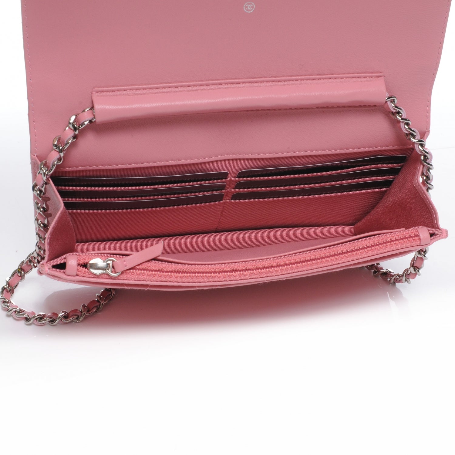 Chanel Lambskin Quilted Wallet On Chain Pink 6 of 8