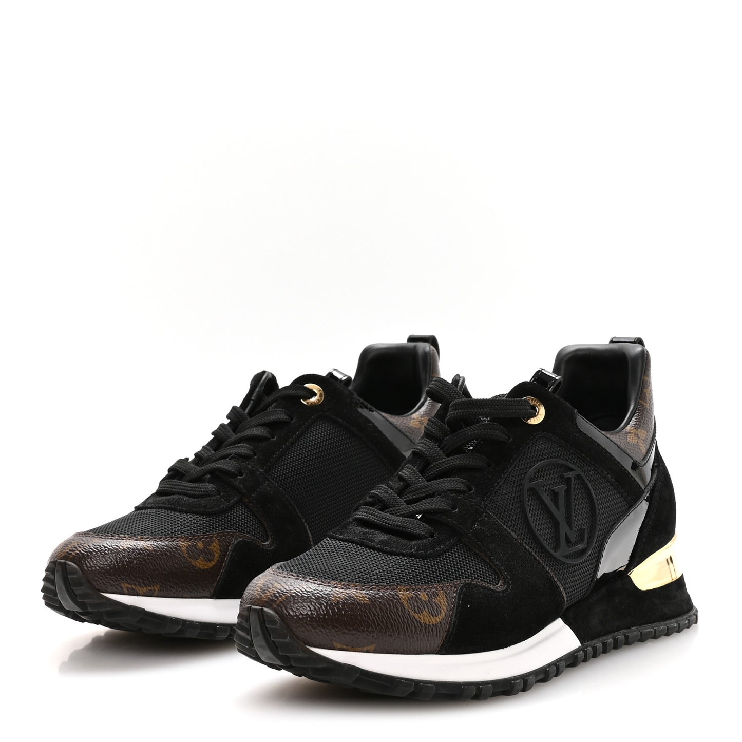 Suede Monogram Run Away Sneakers 37 Black