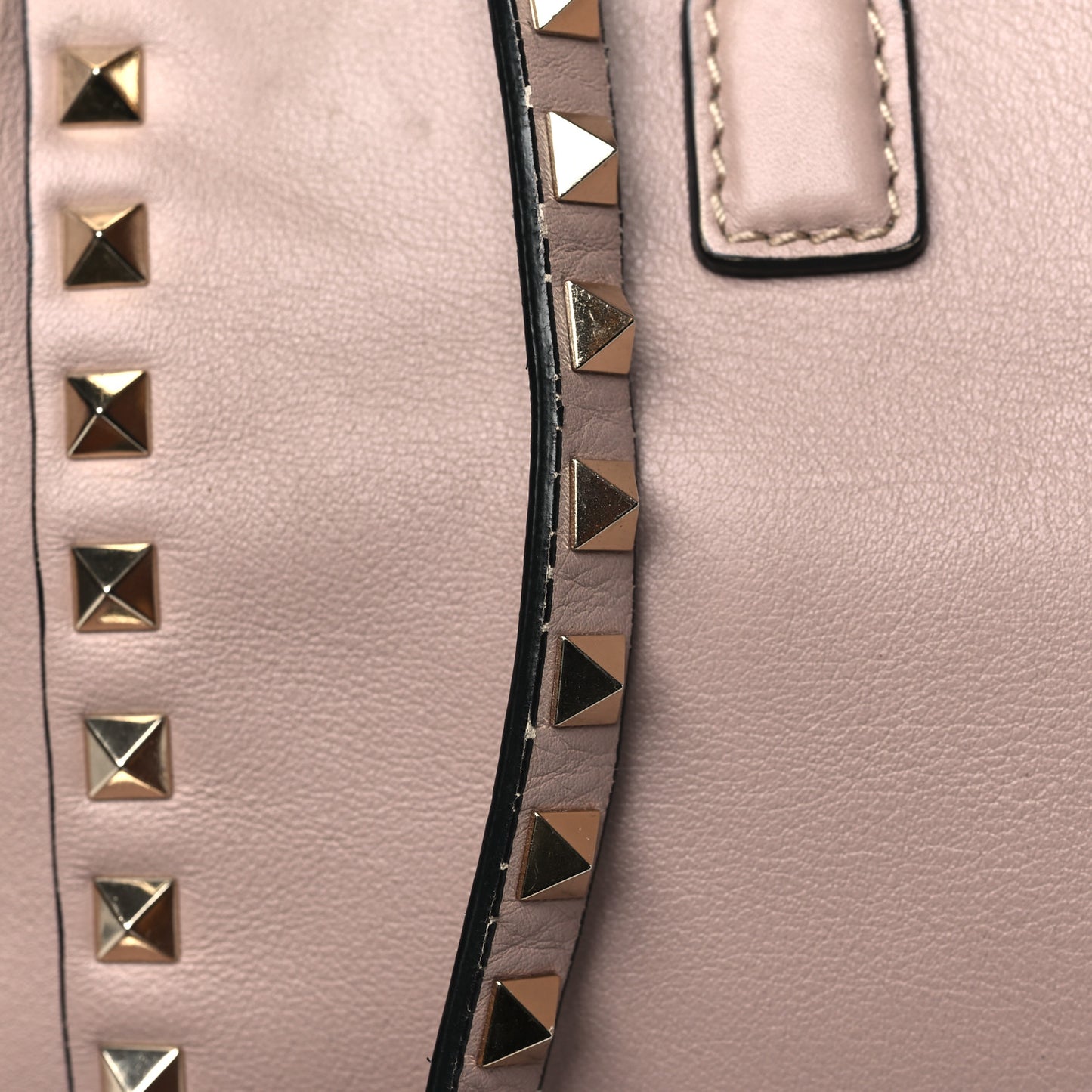 Vitello Rockstud Double Handle Tote Poudre