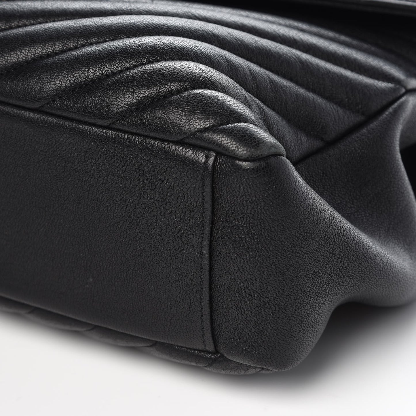 Sheepskin Matelasse Chevron Monogram Large College Satchel Black