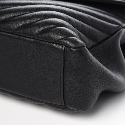 Saint Laurent Sheepskin Matelasse Chevron Monogram Large College Satchel Black 13 of 13