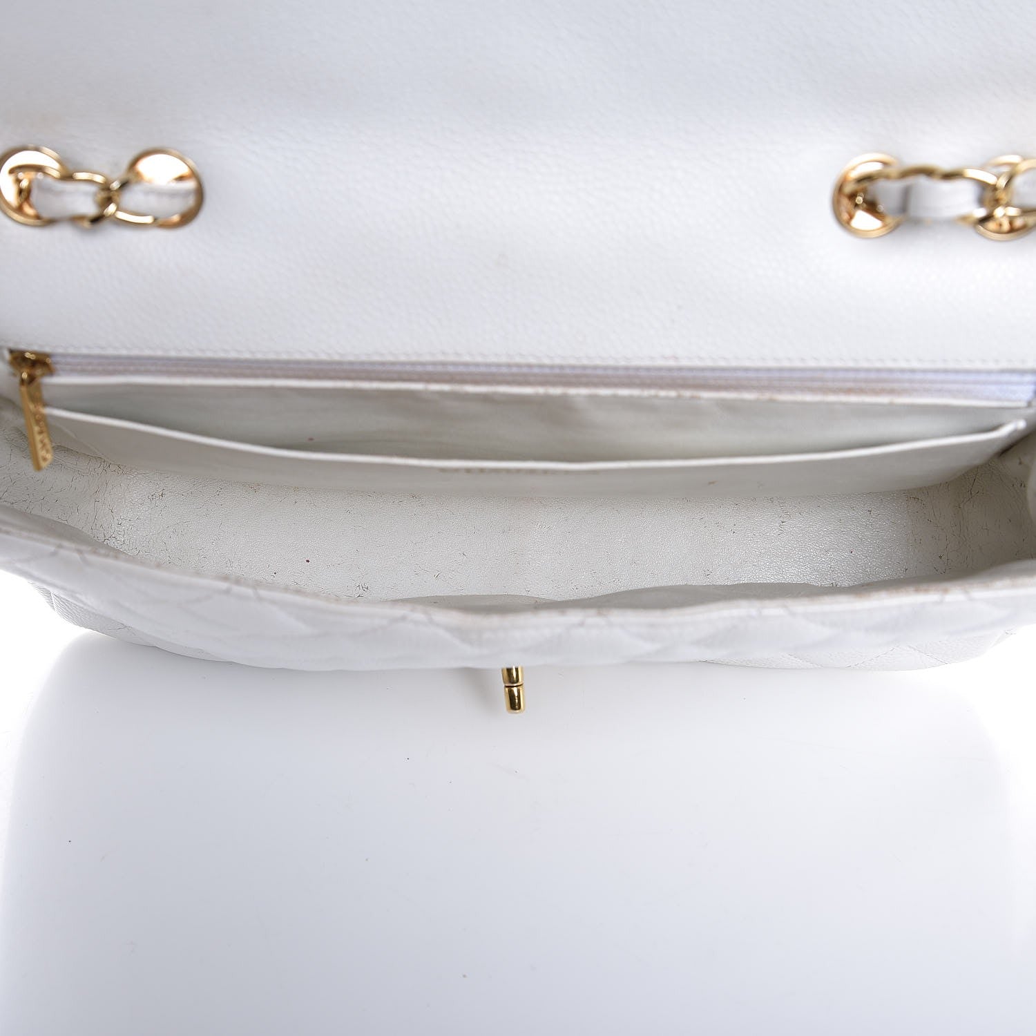 Chanel Caviar Quilted Jumbo Single Flap White 5 of 32
