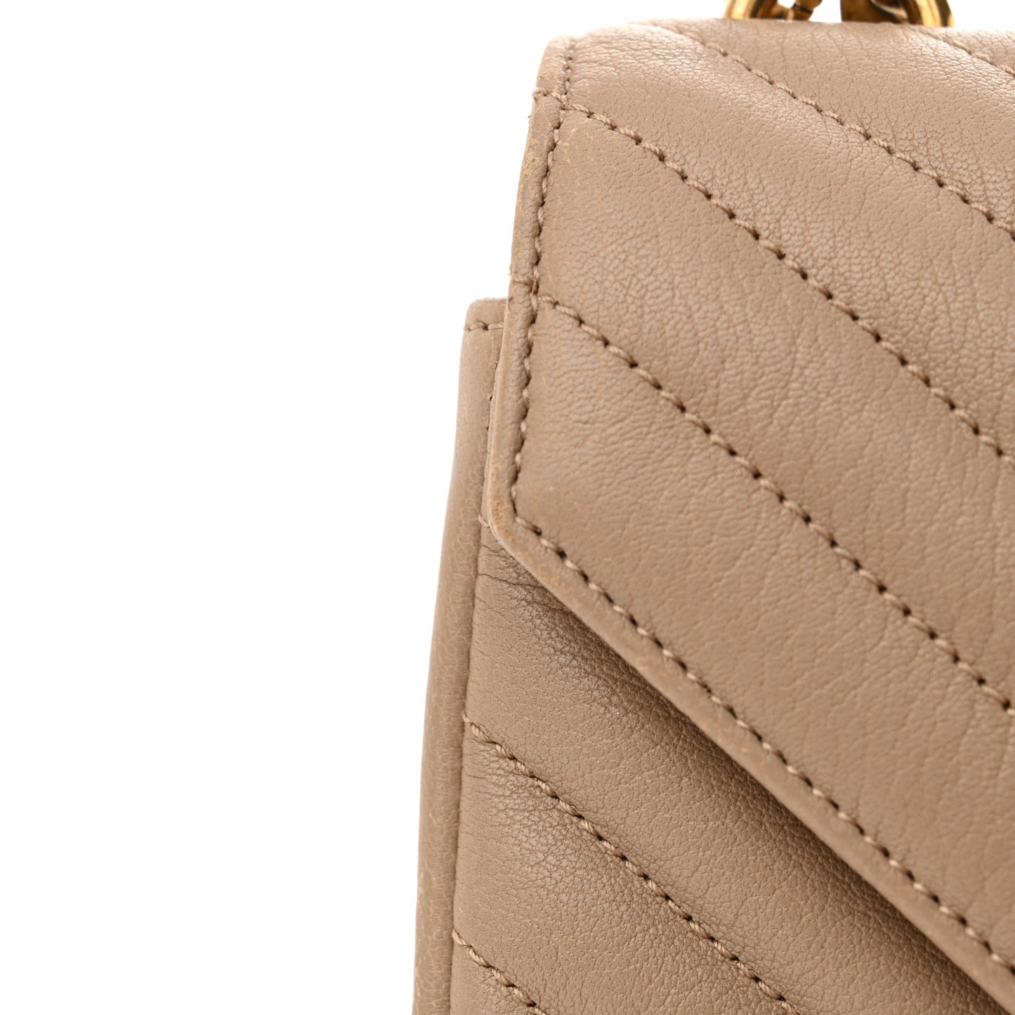 Sheepskin Matelasse Chevron Monogram Medium College Bag Dark Beige