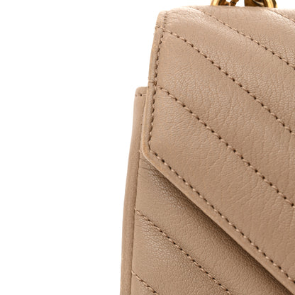 Saint Laurent Sheepskin Matelasse Chevron Monogram Medium College Bag Dark Beige 13 of 15