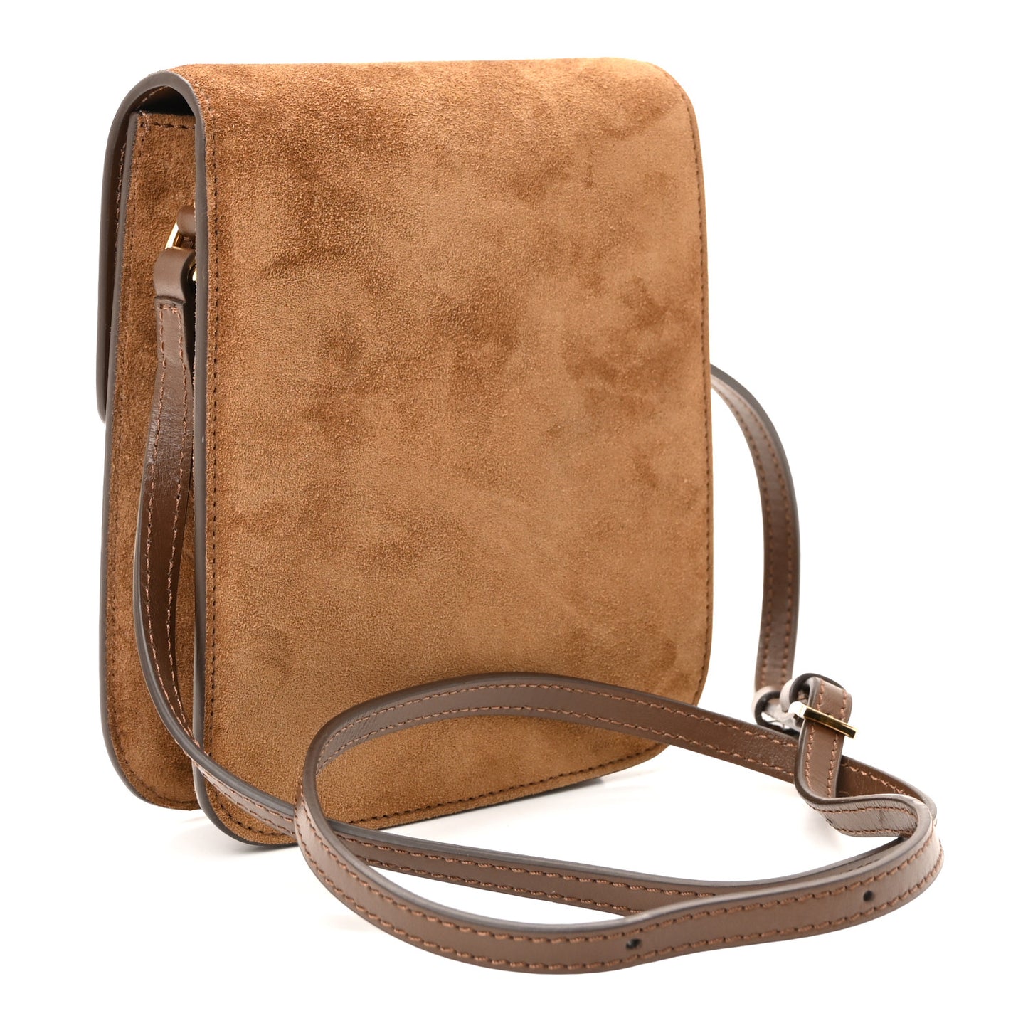 Suede Mini T Clasp Tara Crossbody Bag Tobacco