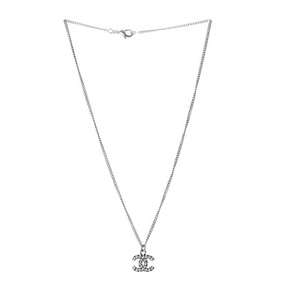 Chanel Crystal Timeless CC Necklace Silver 3 of 5