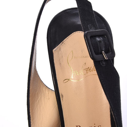 Christian Louboutin Canvas Indiana Sling 140 Pumps 36.5 Black Grezzo 10 of 15