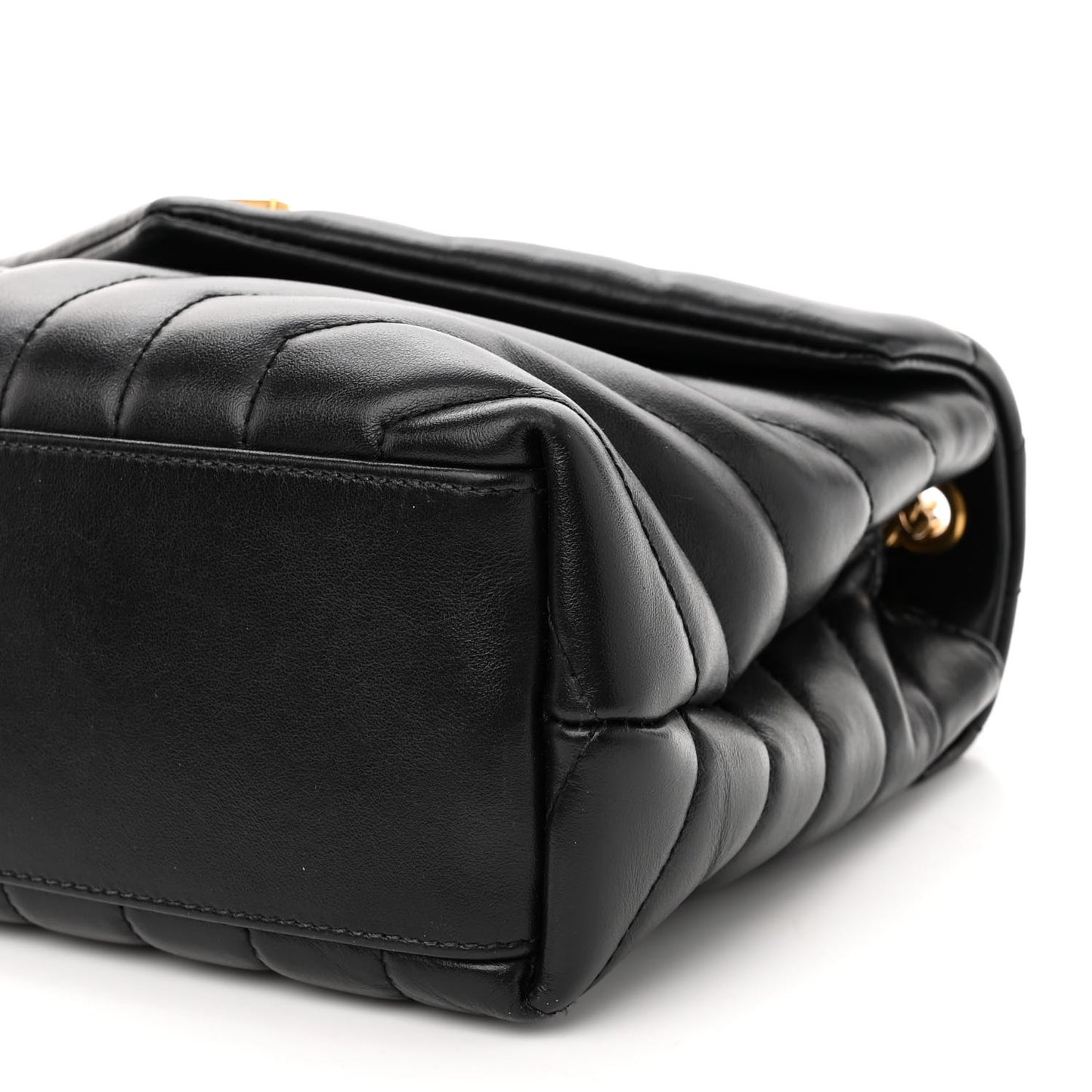 Calfskin Y Quilted Monogram Small Loulou Chain Satchel Black