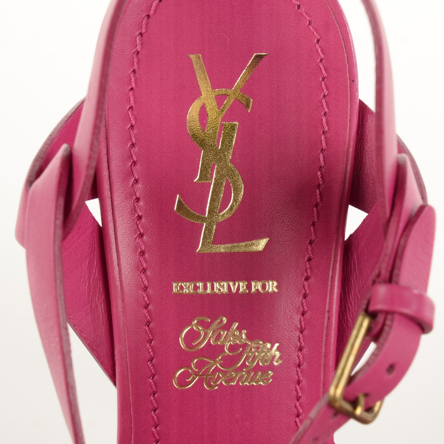 Saint Laurent Calfskin Tribute 105 Platform Sandals 36.5 Cuoio Paint Fuxia Fuchsia 7 of 8