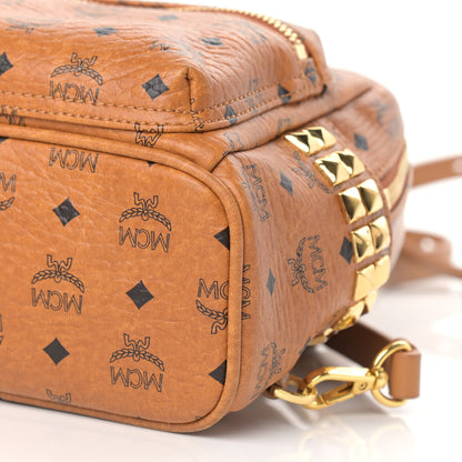 MCM Visetos Side Stud Mini Stark Backpack Cognac 9 of 10