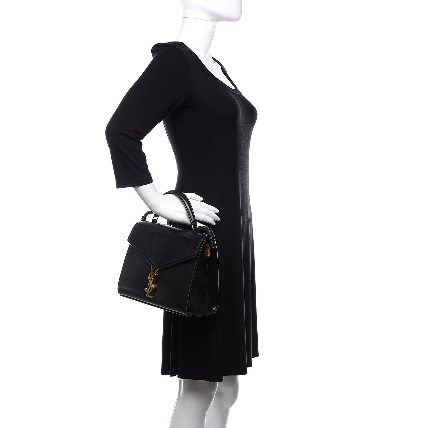 Smooth Calfskin Medium Classic Monogram Cassandra Top Handle Black Rouge Legion