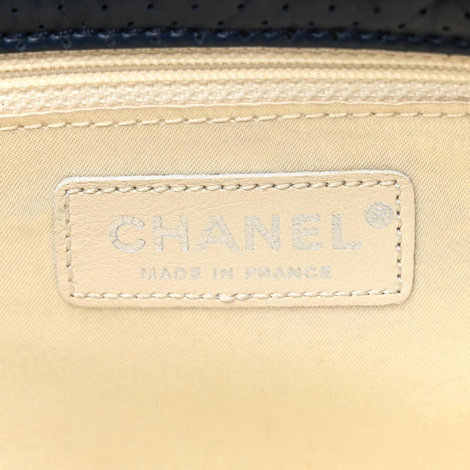 Chanel Calfskin Perforated 50's Satchel Marine Fonce 7 of 12