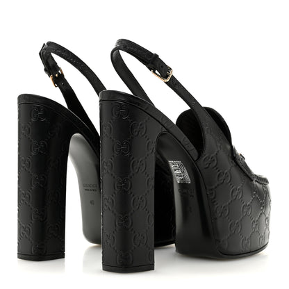 Gucci Guccissima Horsebit Platform 70/160mm Slingback Mules 40 Black 5 of 10