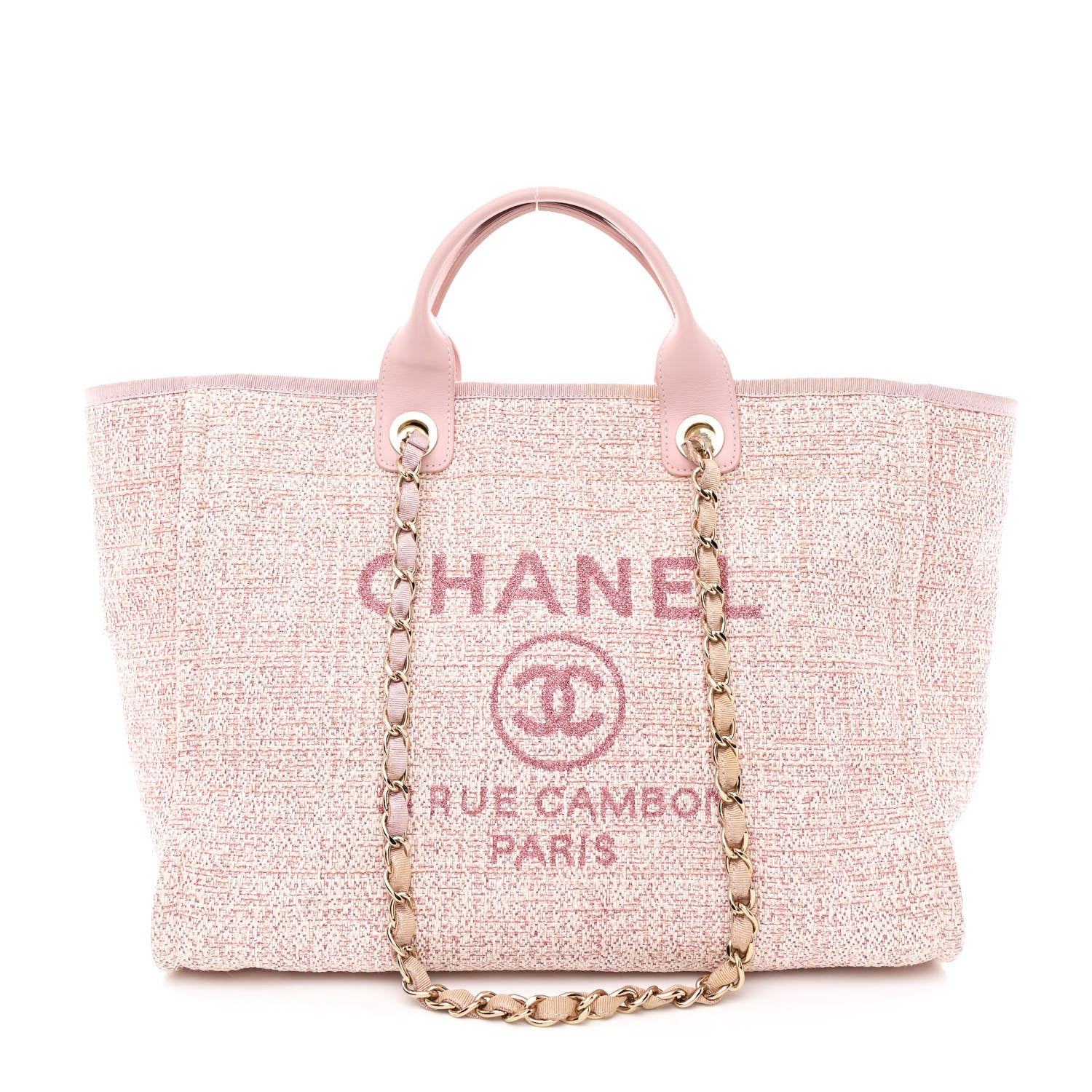 Chanel Lurex Boucle Deauville Medium Tote Pink 1 of 11