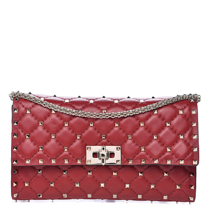 Valentino Garavani Nappa Rockstud Spike Wallet on Chain Rubino 1 of 9