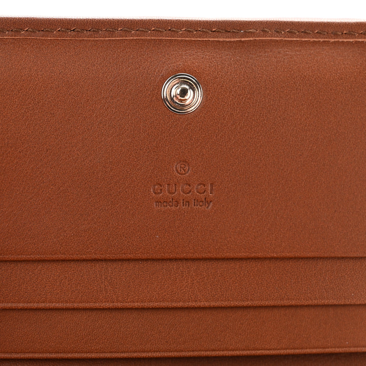 GG Supreme Monogram Textured Calfskin Emblem Mini Wallet Beige Dark Brown