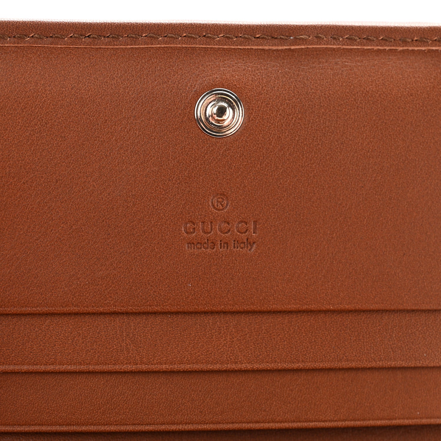 Gucci GG Supreme Monogram Textured Calfskin Emblem Mini Wallet Beige Dark Brown 6 of 8