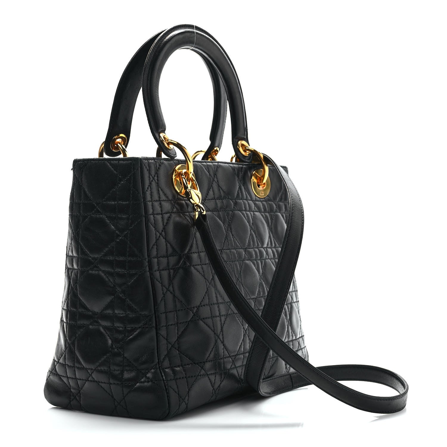 Christian Dior Lambskin Cannage Medium Lady Dior Black 3 of 10