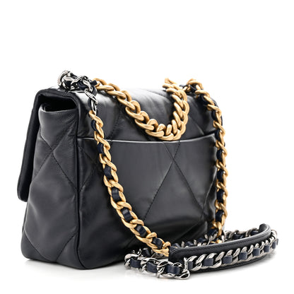 Chanel Lambskin Quilted Medium Chanel 19 Flap Navy Blue 3 of 10