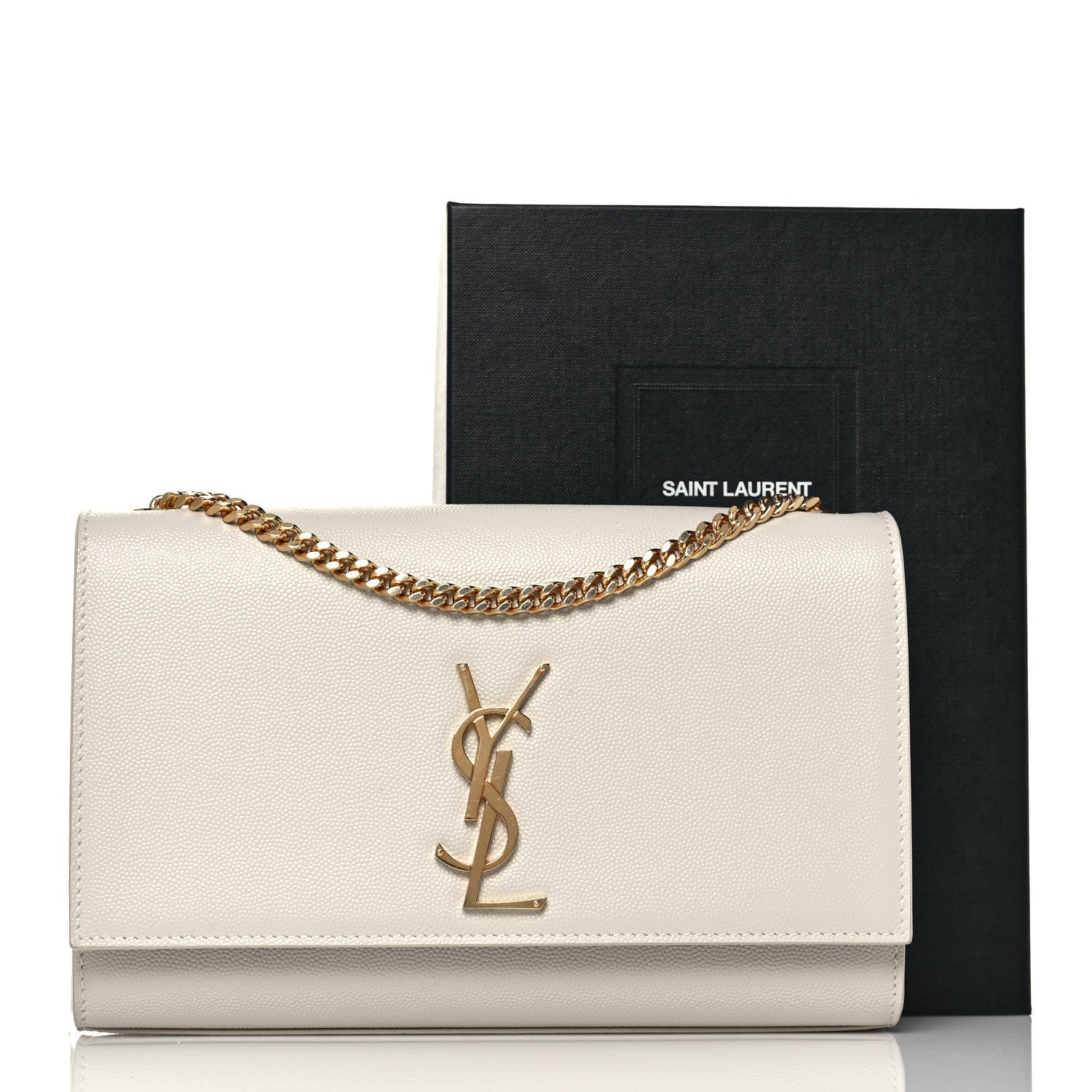 Saint Laurent Grain De Poudre Medium Classic Monogram Kate Satchel Blanc Vintage 12 of 12