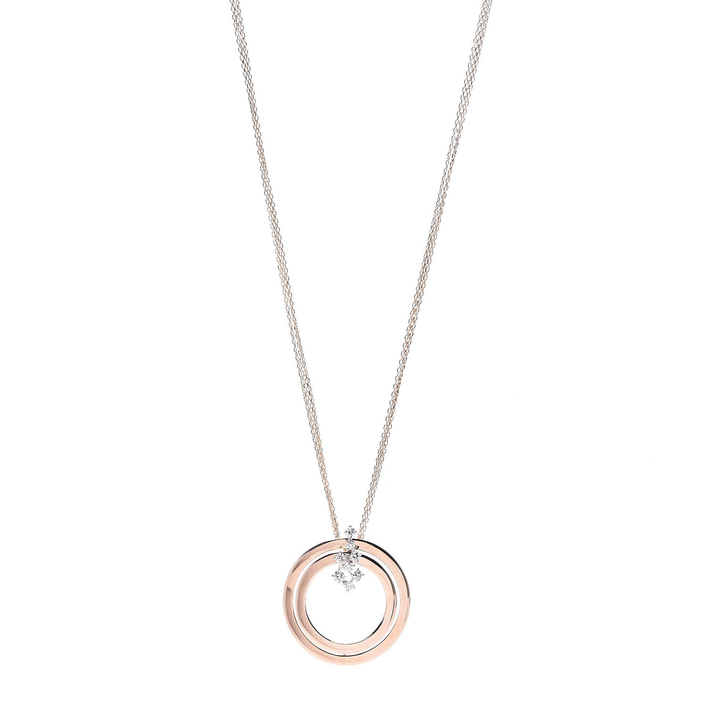 18K Pink Gold Diamond Sophia Loren Pendant Necklace