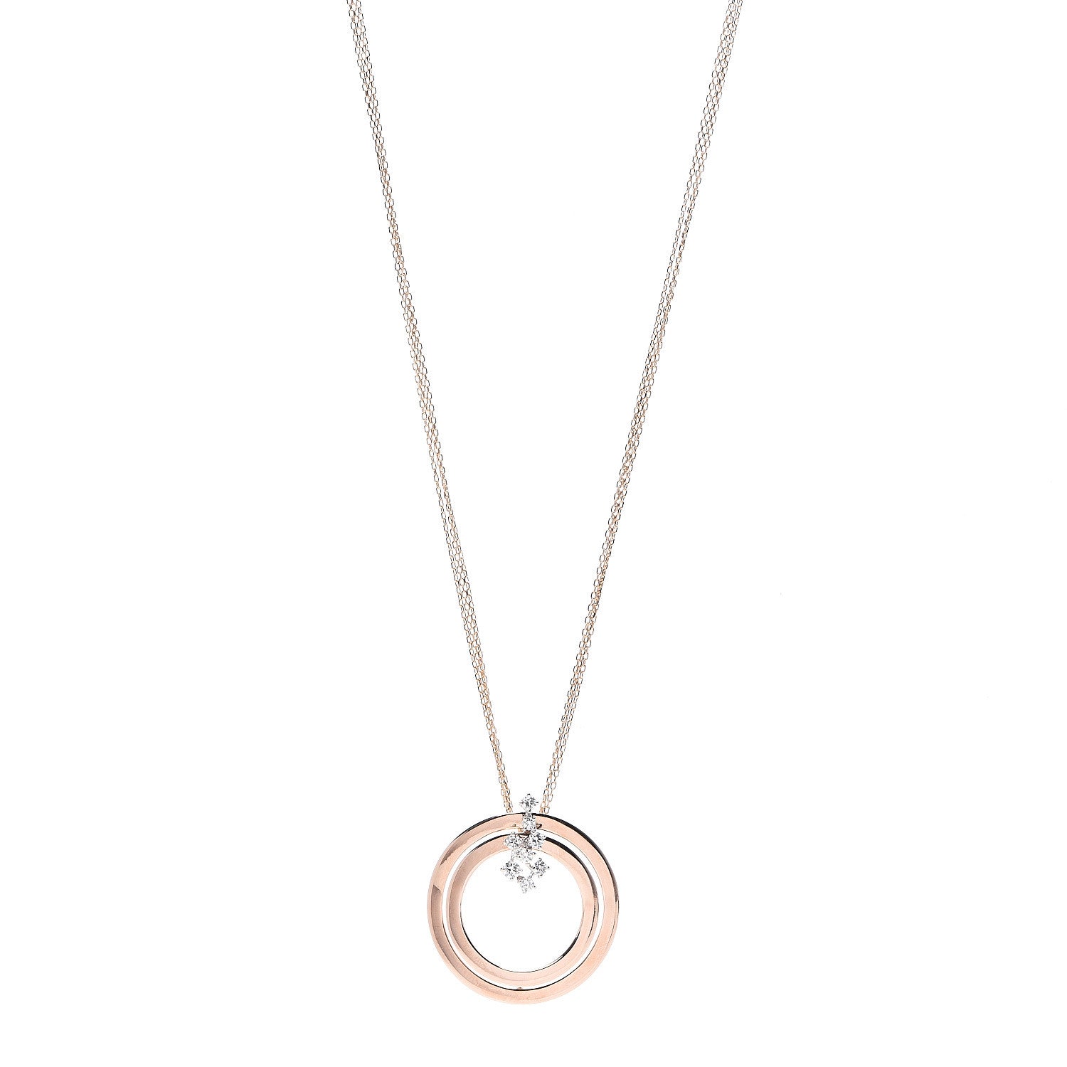 Damiani 18K Pink Gold Diamond Sophia Loren Pendant Necklace 1 of 7