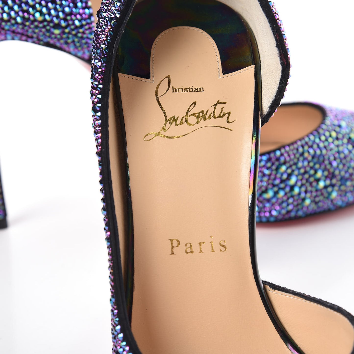 Strass Suede Calfskin Demi You 100 Pumps 38 Black Green