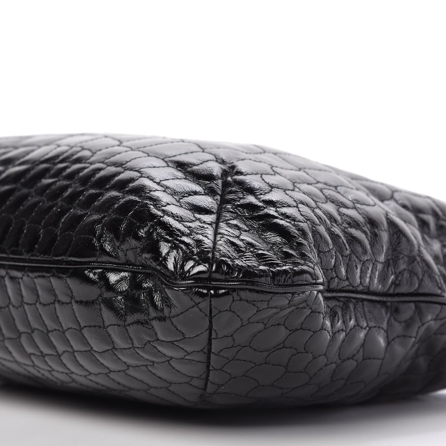 Patent Crocodile Embossed Tribute Tote Black