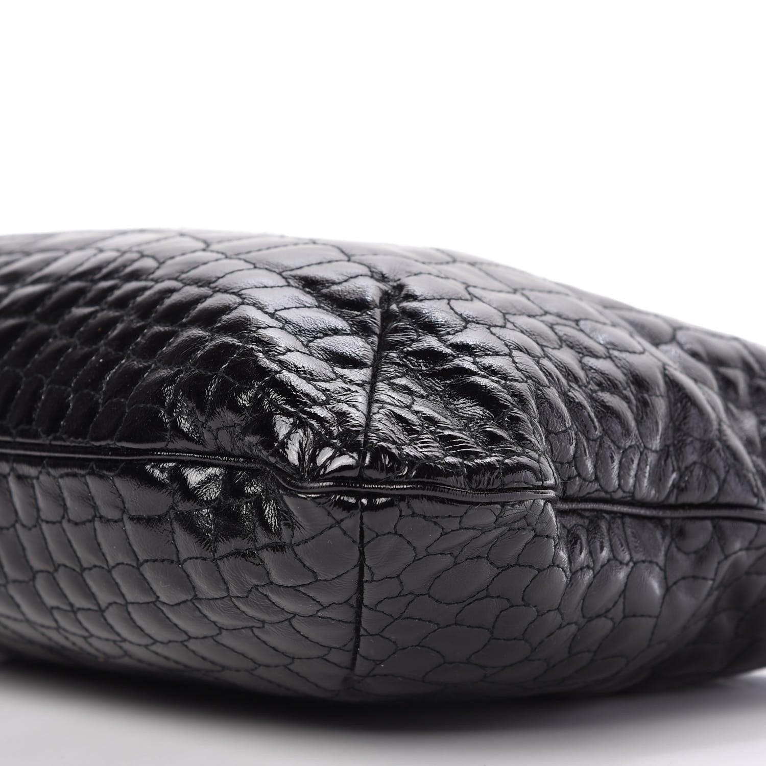 Saint Laurent Patent Crocodile Embossed Tribute Tote Black 7 of 13