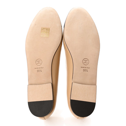 Chanel Lambskin Cap Toe Ballerina Flats 38.5 Beige Black 5 of 12