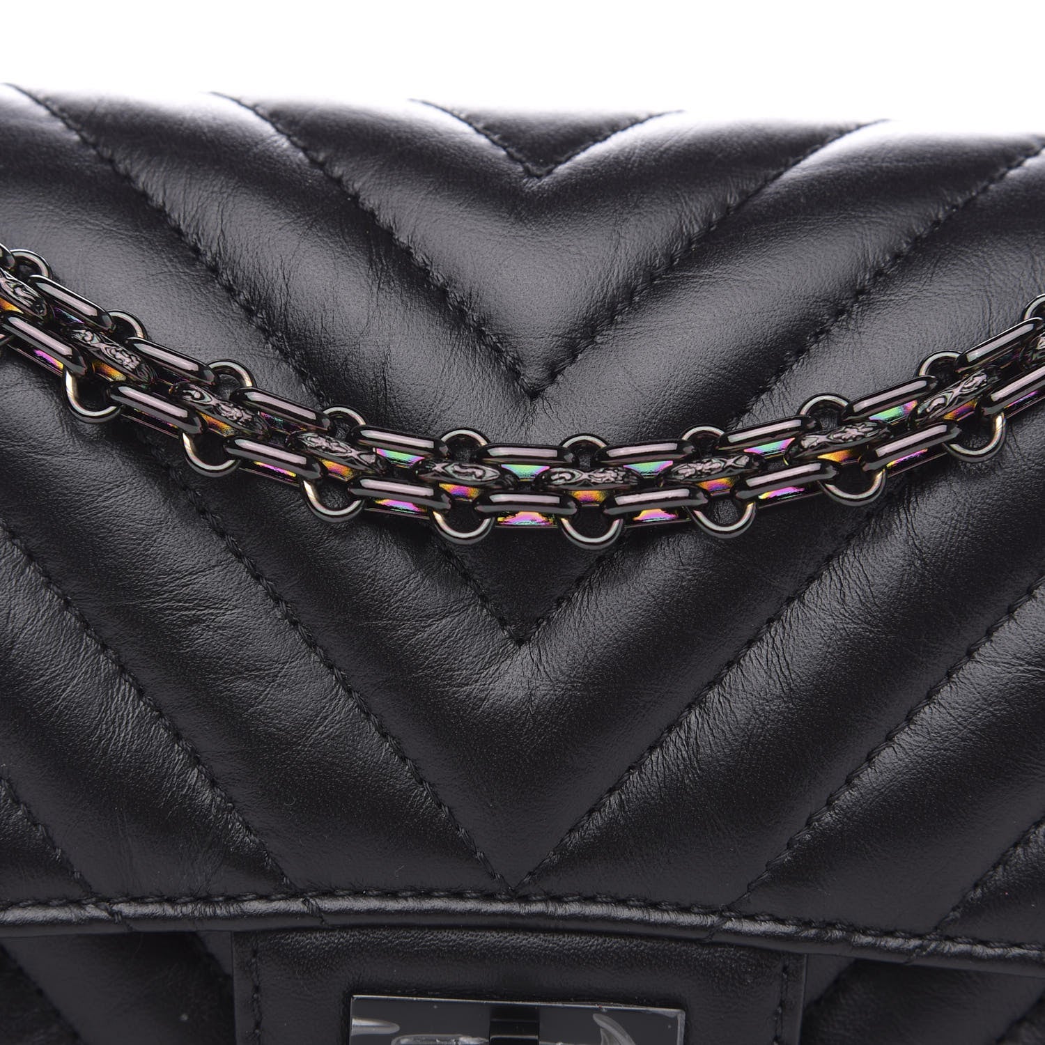 Chanel Aged Calfskin Chevron Quilted 2.55 Reissue Mini Flap So Black 11 of 11