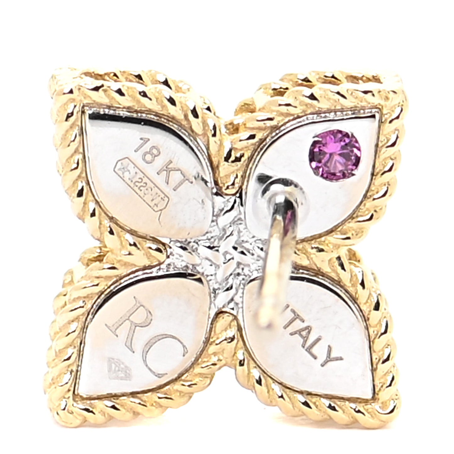 18K Yellow Gold Diamond Medium Princess Flower Stud Earrings