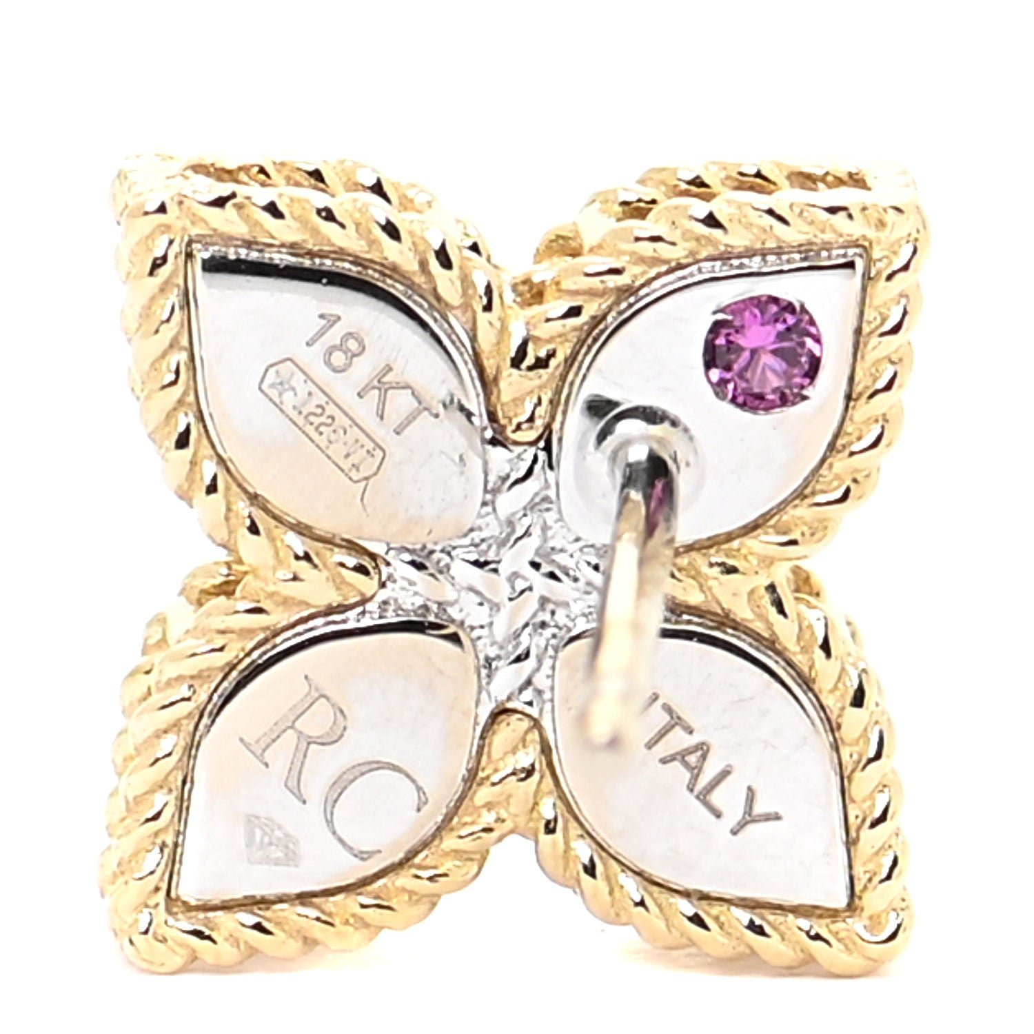 Roberto Coin 18K Yellow Gold Diamond Medium Princess Flower Stud Earrings 5 of 7