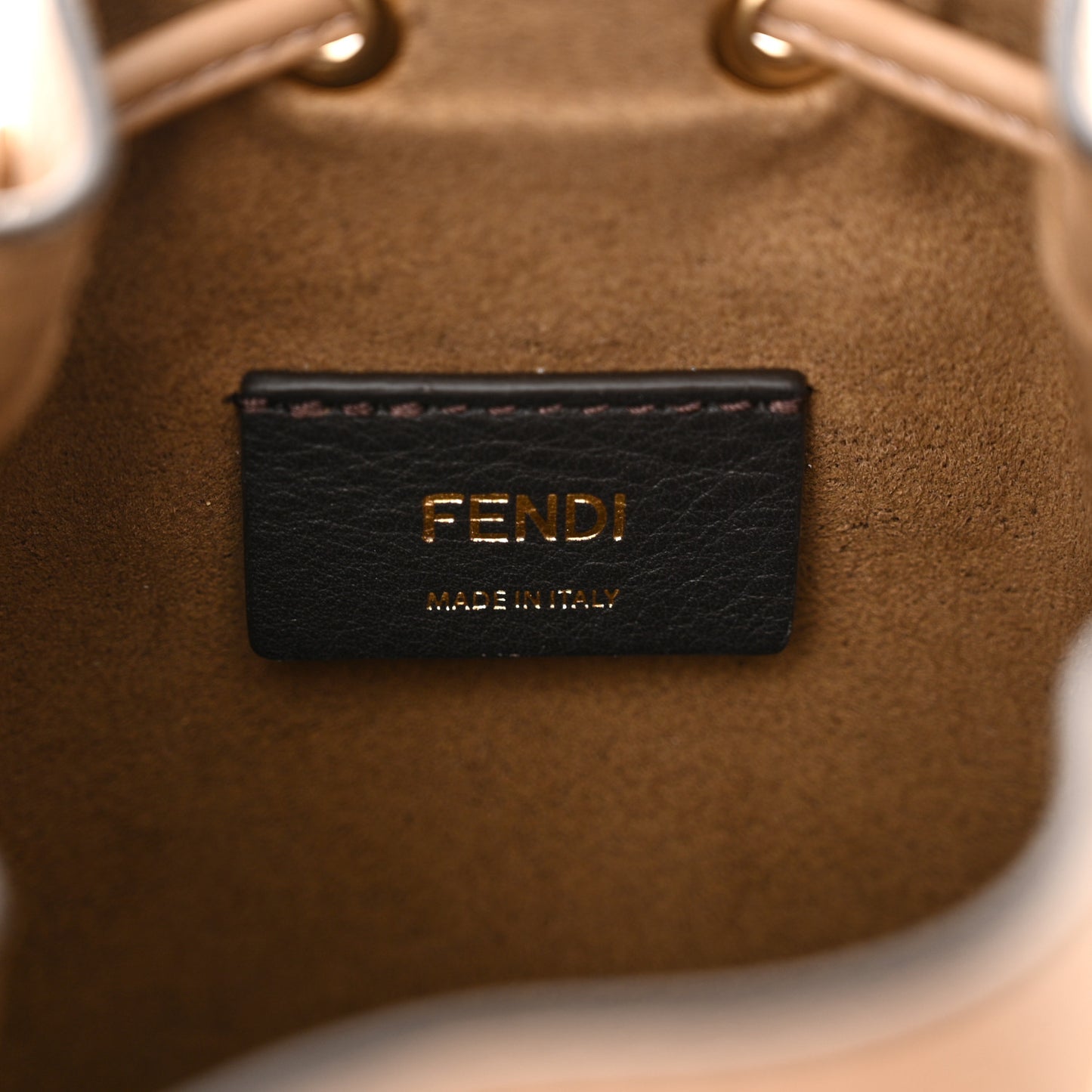 Fabric Jacquard Vitello Grace FF 1974 Mini Mon Tresor Bucket Bag Tobacco Moro Sand
