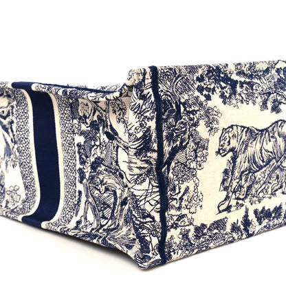 Christian Dior Canvas Embroidered Large Dioriviera Toile De Jouy Book Tote Blue 9 of 10