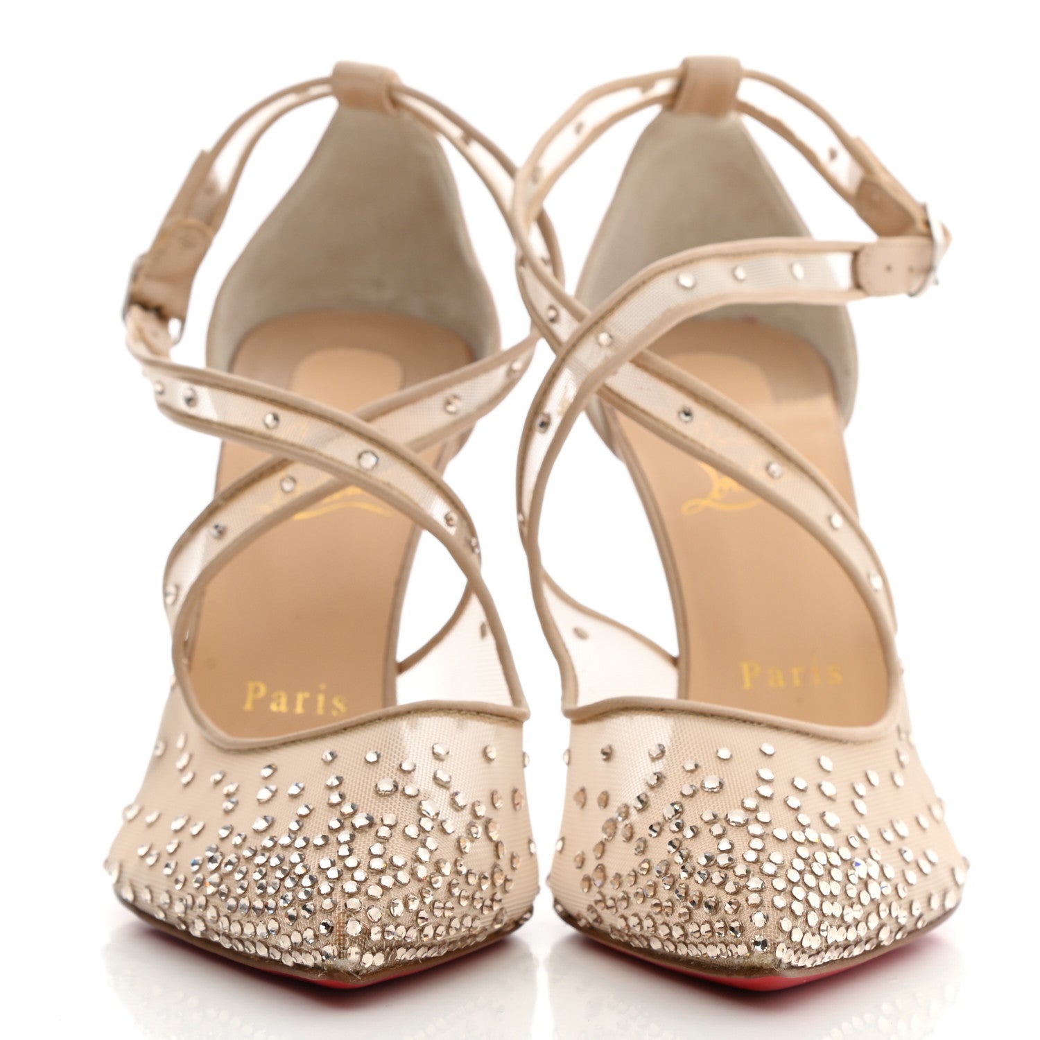 Christian Louboutin Crystal Strass Maria 100 Pumps 37.5 Nude 2 of 8