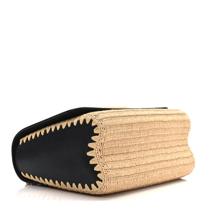 Louis Vuitton Calfskin Raffia Twist Shoulder Bag MM Black 4 of 8