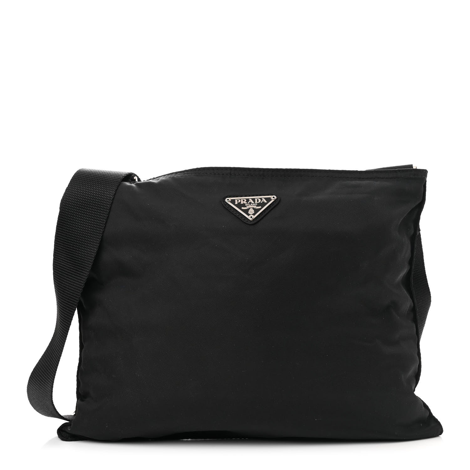 Prada Nylon Vela Flat Messenger Bag Black 1 of 10