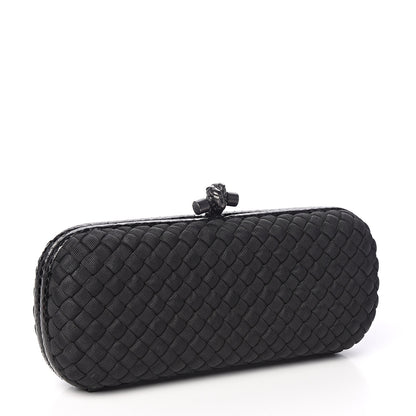 Bottega Veneta Satin Ayers Intreccio Impero Stretch Knot Clutch Black 2 of 7