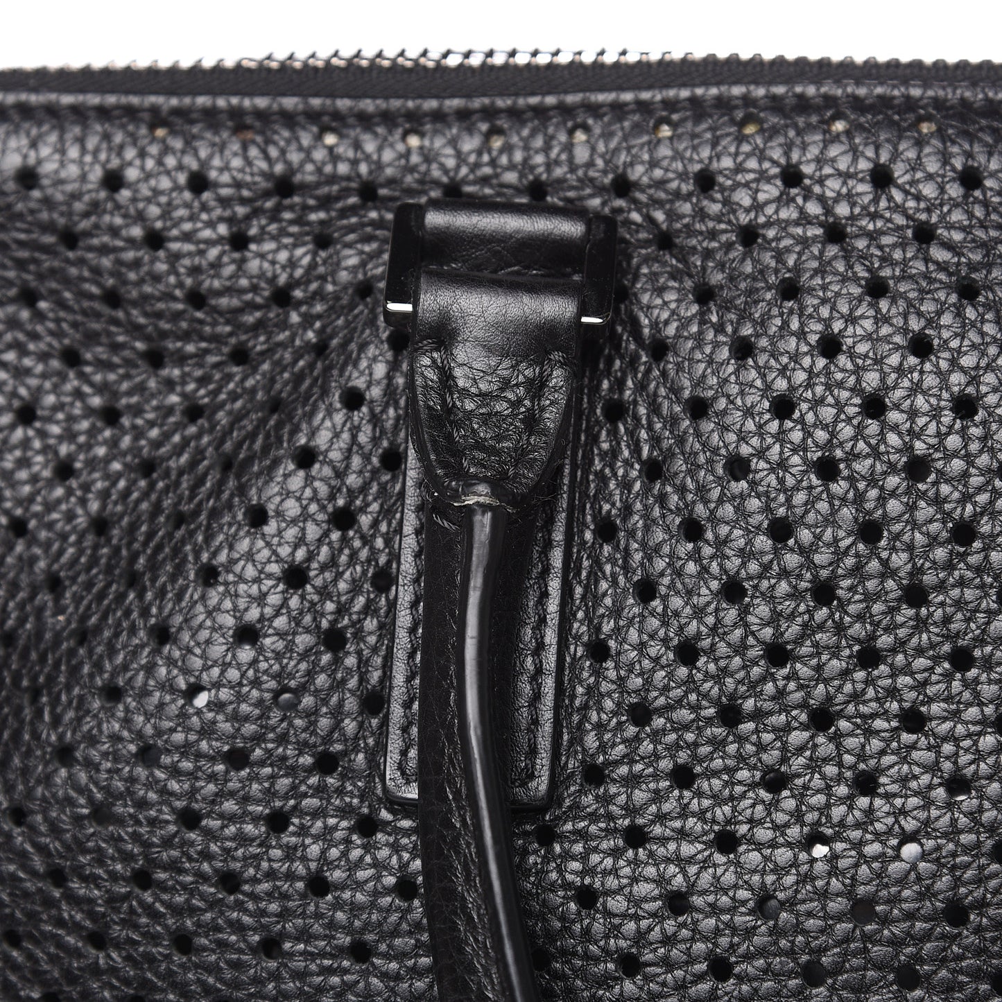 Calfskin Perforated Rockstud Large Travel Briefcase Black