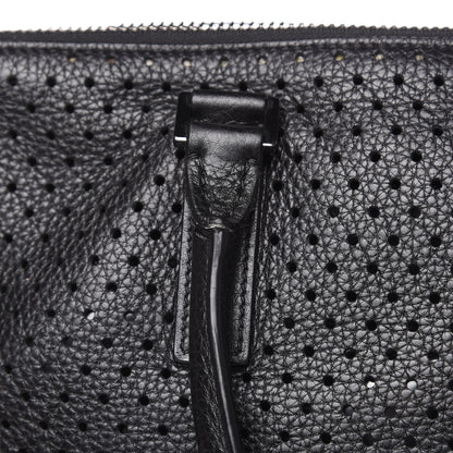 Valentino Garavani Calfskin Perforated Rockstud Large Travel Briefcase Black 19 of 20
