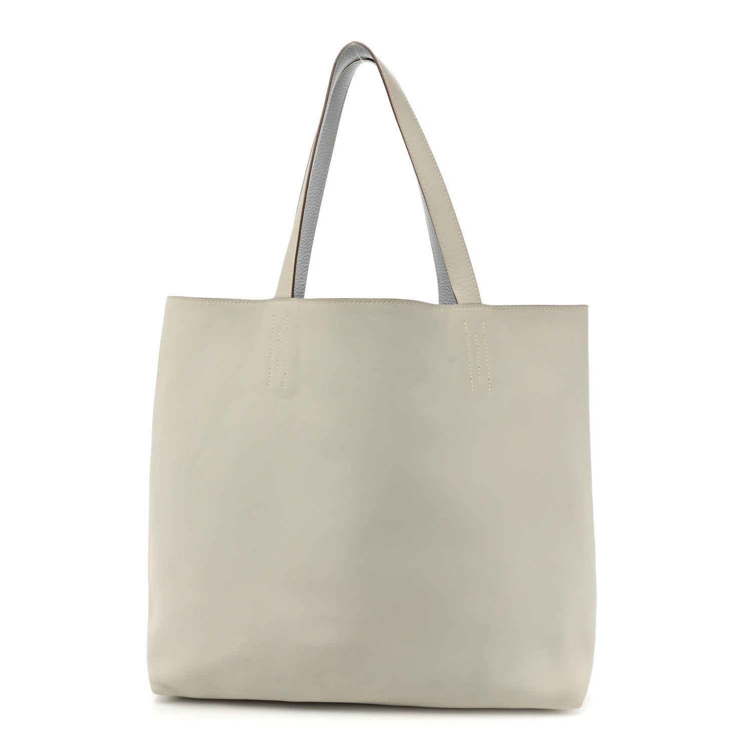 Hermes Veau Sikkim Taurillon Clemence Double Sens 36 Reversible Tote Bleu Pale Gris Perle 3 of 24