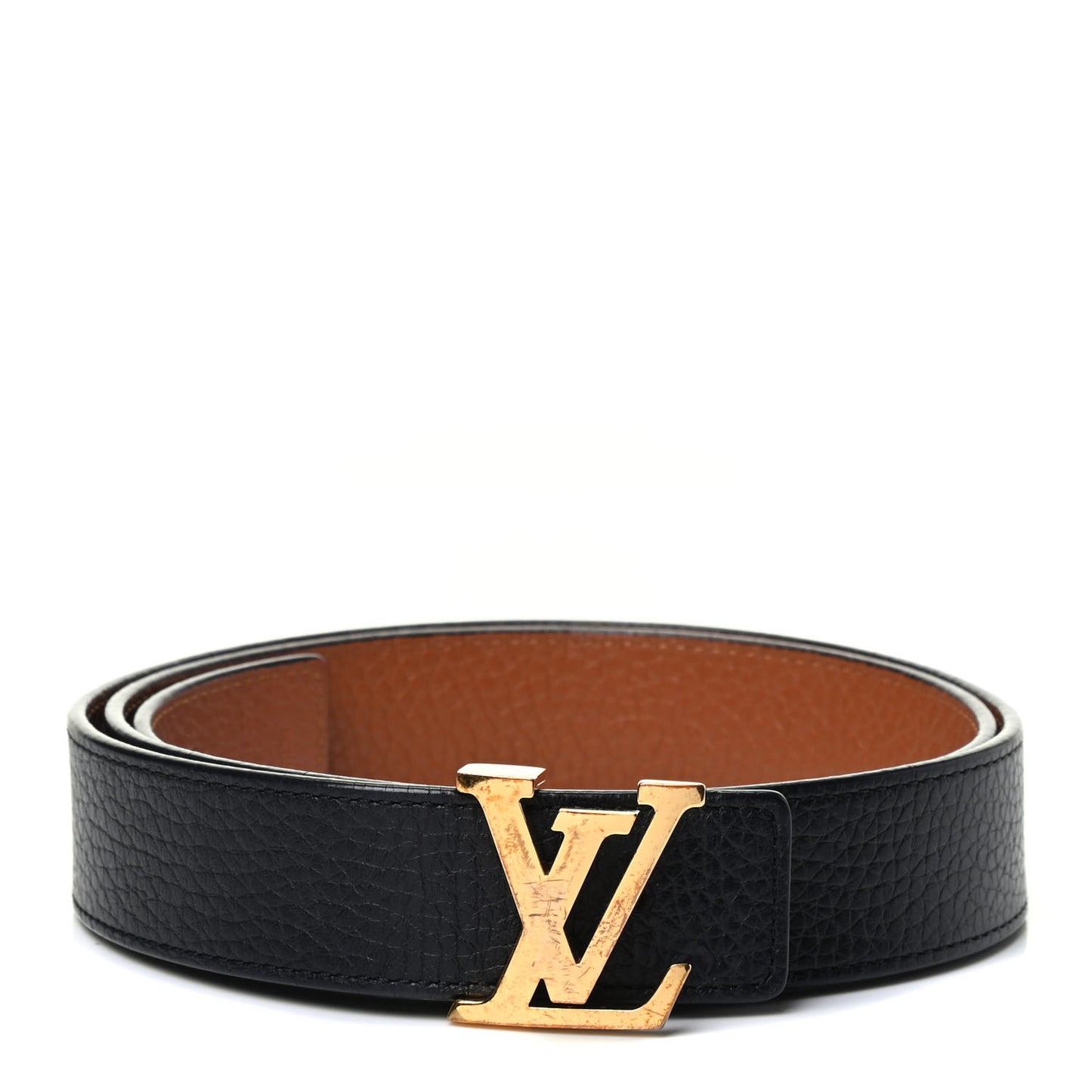Taurillon Calfskin 30mm LV Initiales Reversible Belt 85 34 Black