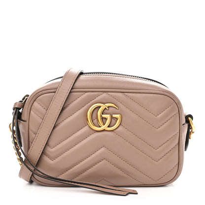 Gucci Calfskin Matelasse Mini GG Marmont Chain Shoulder Bag Porcelain Rose 1 of 15