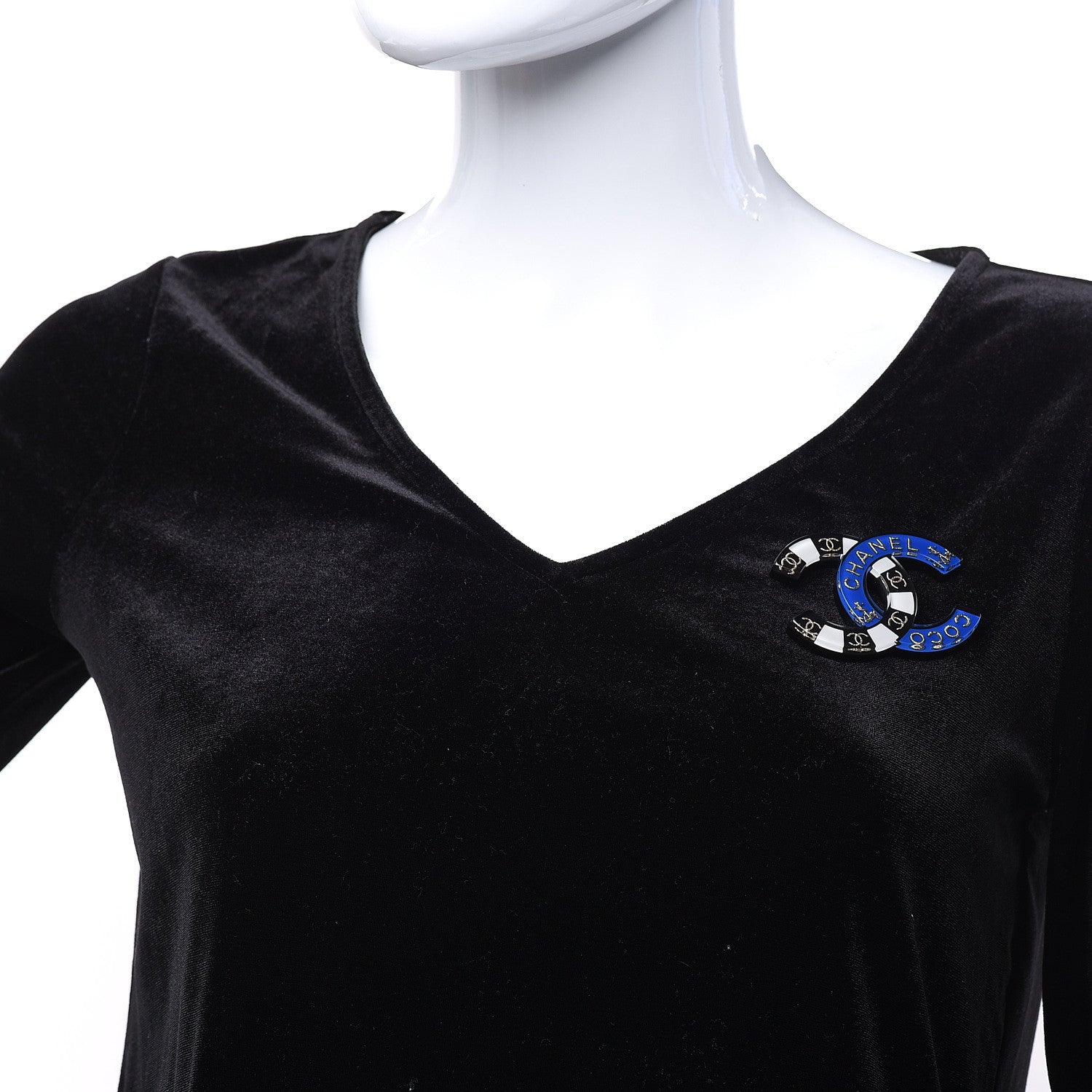 Chanel Resin Metal CC Brooch Blue Black 2 of 5