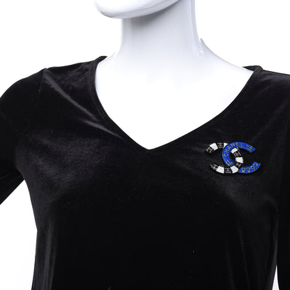 Chanel Resin Metal CC Brooch Blue Black 2 of 5